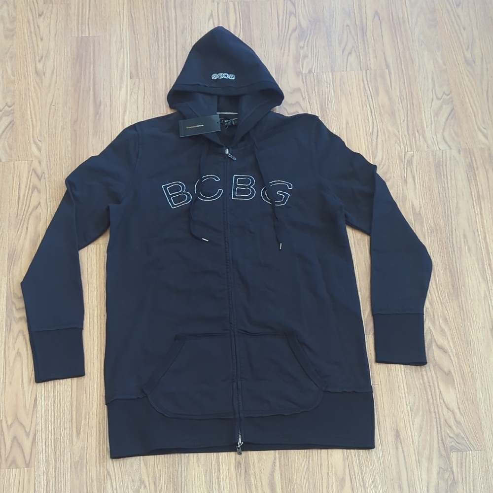 BCBG Jacket with Hood Sweatshirt longer Jacket NWT Size XL